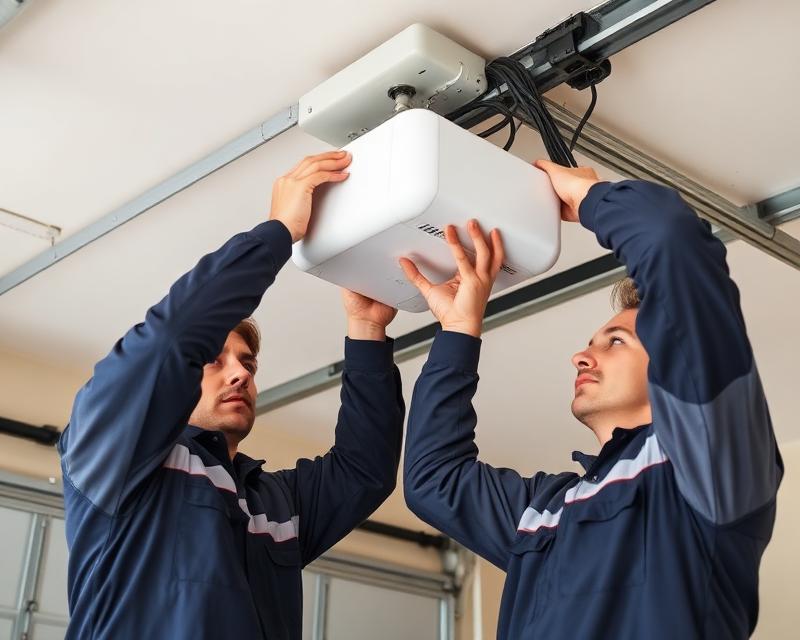 Our team installing a garage door opener